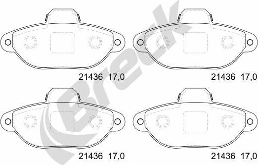 Breck 21436 00 702 00 - Kit pastiglie freno, Freno a disco autozon.pro