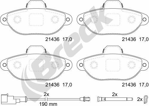 Breck 21436 00 702 10 - Kit pastiglie freno, Freno a disco autozon.pro