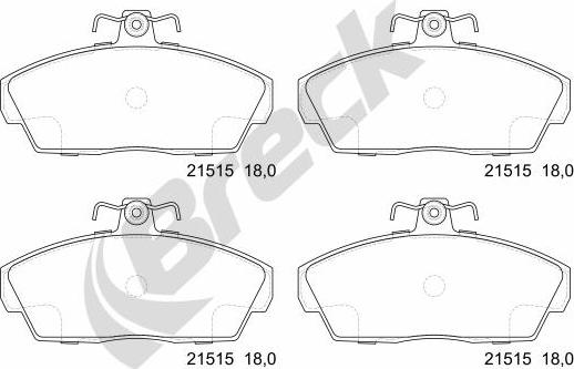 Breck 21515 00 702 10 - Kit pastiglie freno, Freno a disco autozon.pro