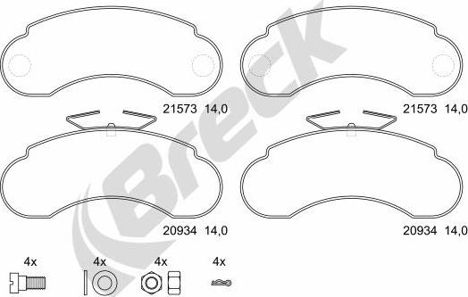 Breck 21573 00 706 00 - Kit pastiglie freno, Freno a disco autozon.pro