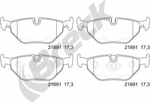 Breck 21691 00 702 00 - Kit pastiglie freno, Freno a disco autozon.pro