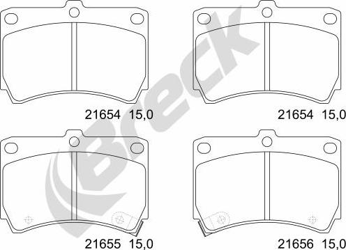 Breck 21654 00 702 10 - Kit pastiglie freno, Freno a disco autozon.pro