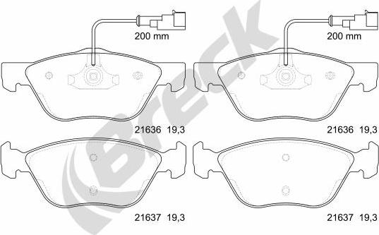 Breck 21636 00 701 10 - Kit pastiglie freno, Freno a disco autozon.pro