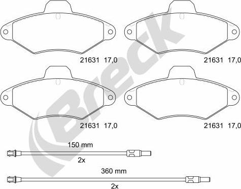 Breck 21631 00 701 10 - Kit pastiglie freno, Freno a disco autozon.pro