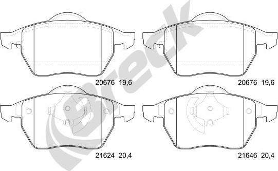 Breck 21624 00 701 00 - Kit pastiglie freno, Freno a disco autozon.pro