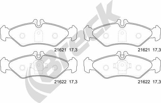 Breck 21621 00 705 10 - Kit pastiglie freno, Freno a disco autozon.pro