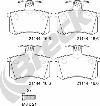 Breck 21144 00 704 00 - Kit pastiglie freno, Freno a disco autozon.pro