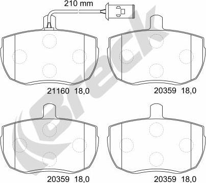 Breck 21160 00 701 10 - Kit pastiglie freno, Freno a disco autozon.pro