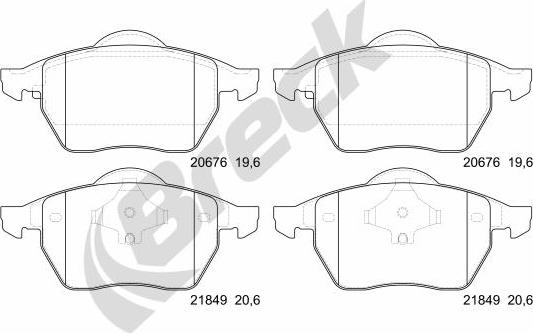 Breck 21848 00 701 00 - Kit pastiglie freno, Freno a disco autozon.pro