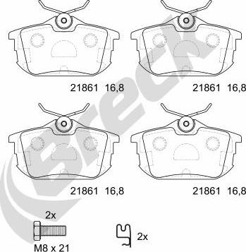 Breck 21861 10 704 10 - Kit pastiglie freno, Freno a disco autozon.pro