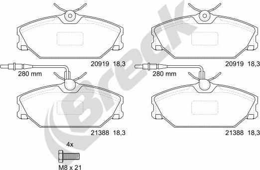 Breck 21388 00 702 10 - Kit pastiglie freno, Freno a disco autozon.pro