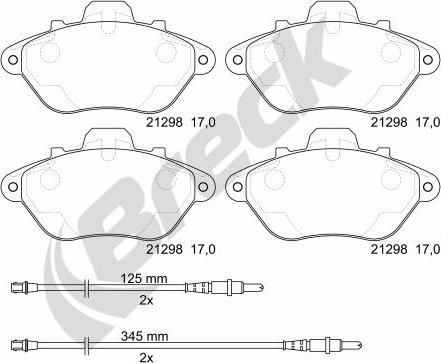 Breck 21298 00 701 10 - Kit pastiglie freno, Freno a disco autozon.pro