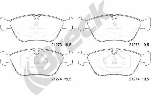 Breck 21273 00 701 00 - Kit pastiglie freno, Freno a disco autozon.pro