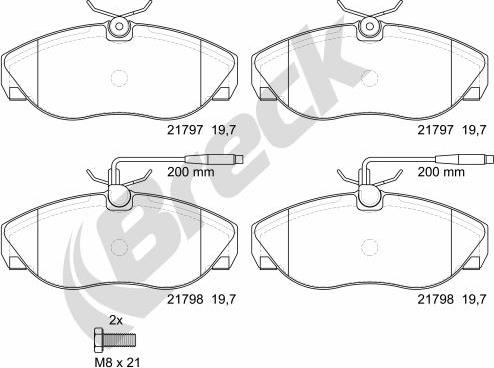 Breck 21797 00 703 10 - Kit pastiglie freno, Freno a disco autozon.pro