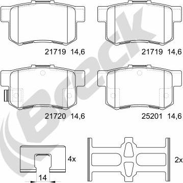 Breck 21720 00 704 00 - Kit pastiglie freno, Freno a disco autozon.pro