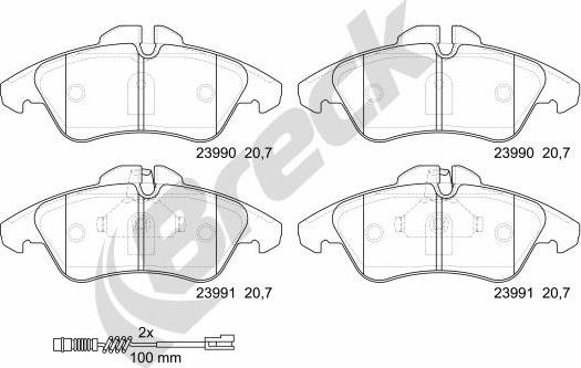 Breck 23990 00 703 10 - Kit pastiglie freno, Freno a disco autozon.pro