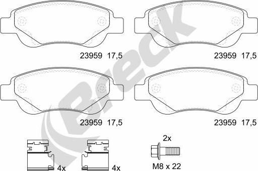 Breck 23959 00 702 00 - Kit pastiglie freno, Freno a disco autozon.pro