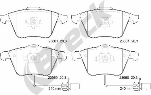 Breck 23950 00 552 10 - Kit pastiglie freno, Freno a disco autozon.pro