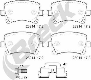 Breck 23914 00 704 00 - Kit pastiglie freno, Freno a disco autozon.pro