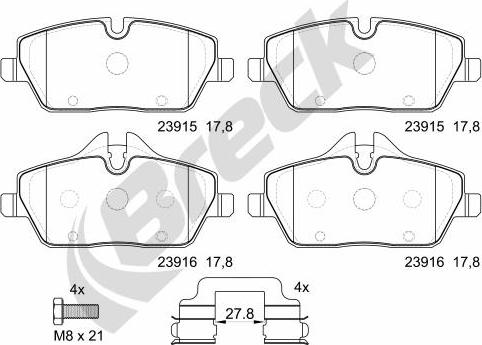 Breck 23915 00 701 00 - Kit pastiglie freno, Freno a disco autozon.pro