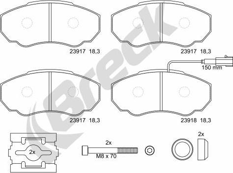 Breck 23917 00 703 10 - Kit pastiglie freno, Freno a disco autozon.pro