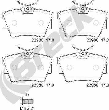 Breck 23980 00 703 00 - Kit pastiglie freno, Freno a disco autozon.pro