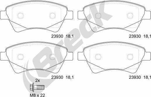 Breck 23930 00 702 00 - Kit pastiglie freno, Freno a disco autozon.pro