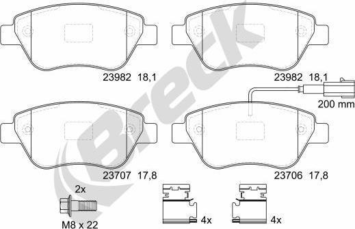 Breck 23979 00 701 10 - Kit pastiglie freno, Freno a disco autozon.pro