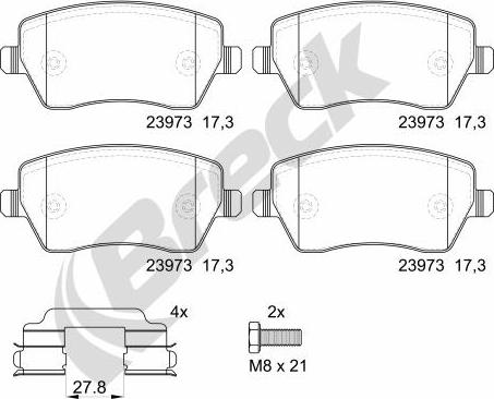 Breck 23973 00 651 00 - Kit pastiglie freno, Freno a disco autozon.pro