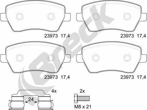 Breck 23973 00 702 00 - Kit pastiglie freno, Freno a disco autozon.pro