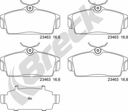 Breck 23463 00 701 00 - Kit pastiglie freno, Freno a disco autozon.pro