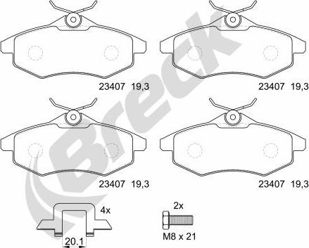 Breck 23407 00 702 00 - Kit pastiglie freno, Freno a disco autozon.pro