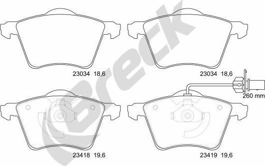 Breck 23418 00 703 10 - Kit pastiglie freno, Freno a disco autozon.pro