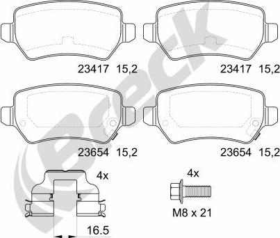 Breck 23417 00 704 10 - Kit pastiglie freno, Freno a disco autozon.pro