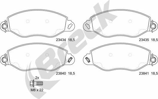 Breck 23434 00 703 10 - Kit pastiglie freno, Freno a disco autozon.pro