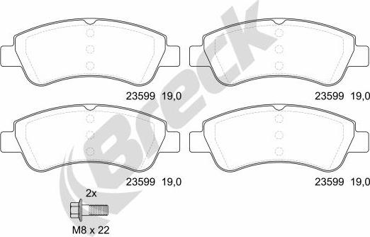 Breck 23599 00 701 00 - Kit pastiglie freno, Freno a disco autozon.pro