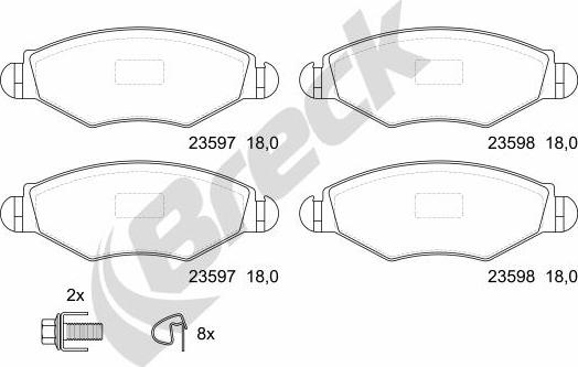 Breck 23597 00 702 10 - Kit pastiglie freno, Freno a disco autozon.pro