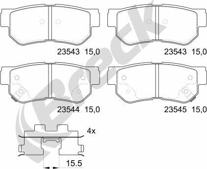 Breck 23543 00 704 10 - Kit pastiglie freno, Freno a disco autozon.pro