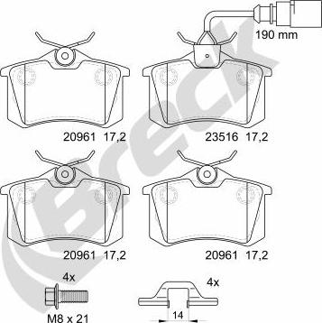 Breck 23554 10 704 10 - Kit pastiglie freno, Freno a disco autozon.pro