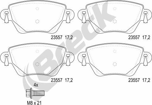 Breck 23557 00 704 10 - Kit pastiglie freno, Freno a disco autozon.pro