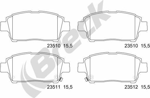 Breck 23510 00 702 10 - Kit pastiglie freno, Freno a disco autozon.pro