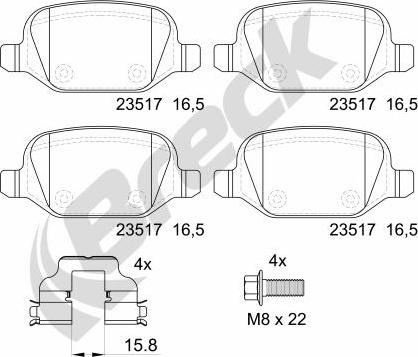 Breck 23517 00 704 00 - Kit pastiglie freno, Freno a disco autozon.pro