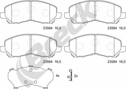 Breck 23584 00 701 00 - Kit pastiglie freno, Freno a disco autozon.pro