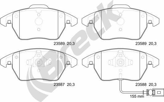 Breck 23587 00 701 10 - Kit pastiglie freno, Freno a disco autozon.pro