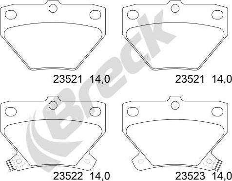 Breck 23521 00 704 10 - Kit pastiglie freno, Freno a disco autozon.pro