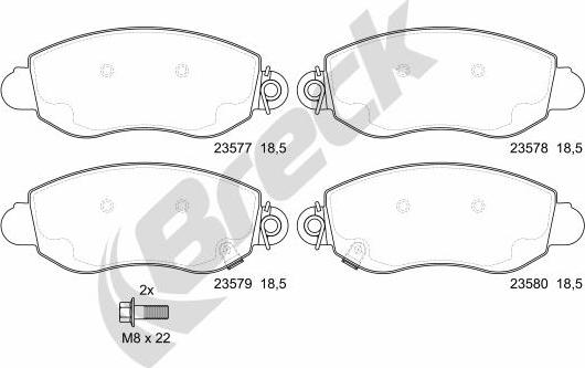 Breck 23577 00 703 10 - Kit pastiglie freno, Freno a disco autozon.pro