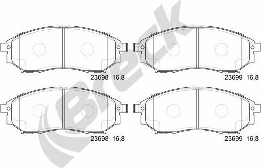 Breck 23698 00 701 00 - Kit pastiglie freno, Freno a disco autozon.pro