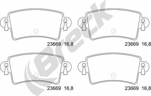 Breck 23669 00 703 10 - Kit pastiglie freno, Freno a disco autozon.pro