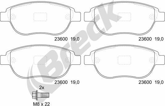 Breck 23600 00 701 00 - Kit pastiglie freno, Freno a disco autozon.pro