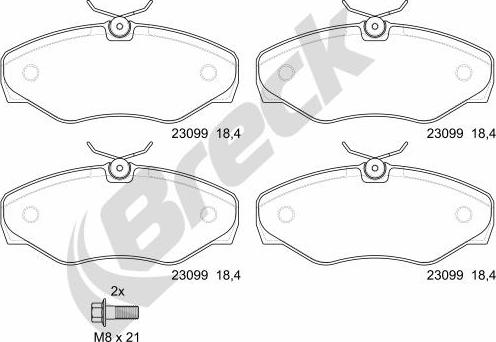 Breck 23099 00 703 00 - Kit pastiglie freno, Freno a disco autozon.pro